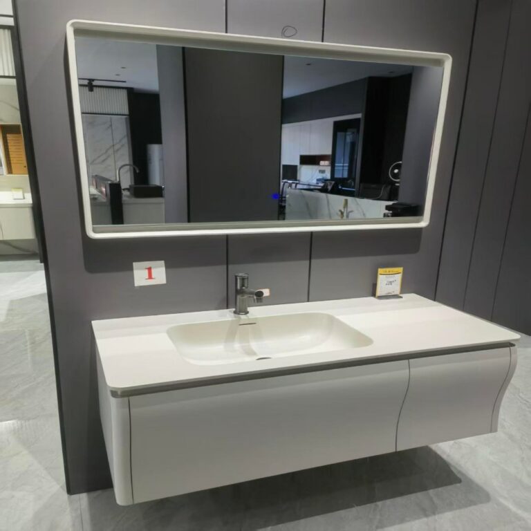 Bathroom Cabinets Matte Painted Countertop with Multi-Layer Solid Wood Painted Cabinet