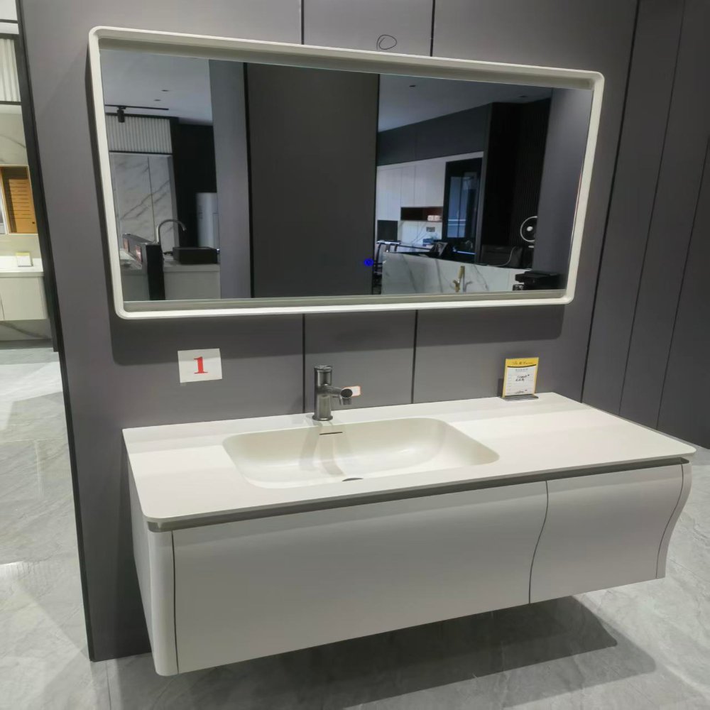 Bathroom Cabinets Matte Painted Countertop with Multi-Layer Solid Wood Painted Cabinet